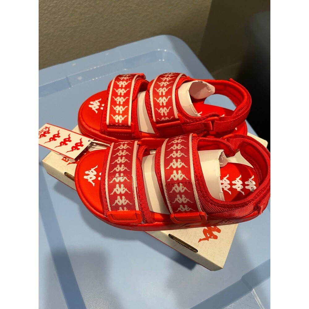Kappa 222 Banda Aster Slides Sandals Kids Youth 3Y Red Flame White New
